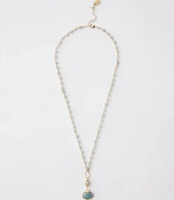 Beaded Aquamarine Pendant Necklace
