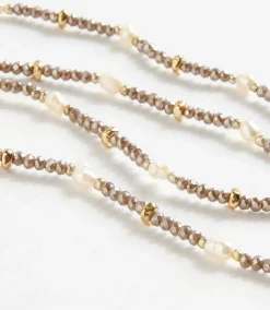 Beaded Gemstone And Pearl Stretch Bracelet