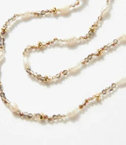 Beaded Gemstone And Pearl Stretch Bracelet