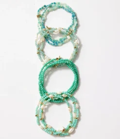 Beaded Gemstone And Pearl Stretch Bracelet