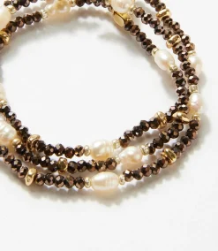 Beaded Gemstone And Pearl Stretch Bracelet