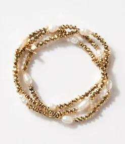 Beaded Gemstone And Pearl Stretch Bracelet