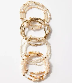 Beaded Gemstone And Pearl Stretch Bracelet