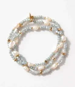 Beaded Gemstone And Pearl Stretch Bracelet
