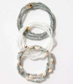 Beaded Gemstone And Pearl Stretch Bracelet