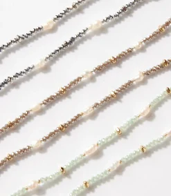 Beaded Gemstone And Pearl Stretch Bracelet