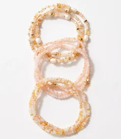Beaded Gemstone And Pearl Stretch Bracelet