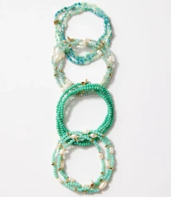 Beaded Gemstone And Pearl Stretch Bracelet