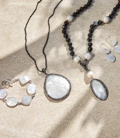 Beaded Long Mother of Pearl Necklace