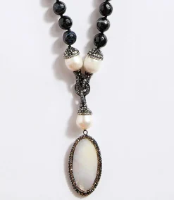 Beaded Long Mother of Pearl Necklace