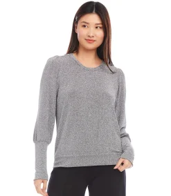 Bishop Sleeve Metallic Top