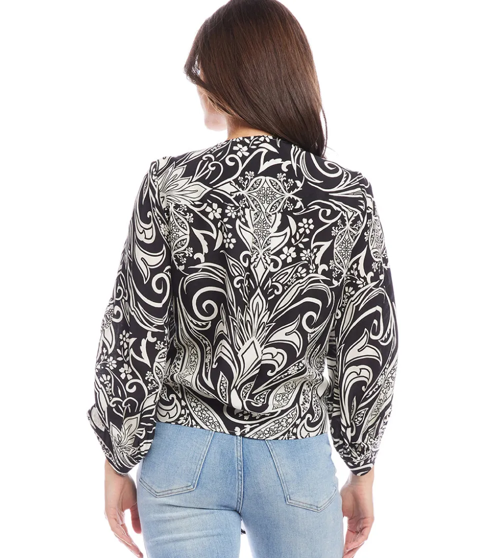 Blouson Sleeve Tie-Front Top