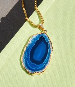 Blue Agate Pendant Necklace