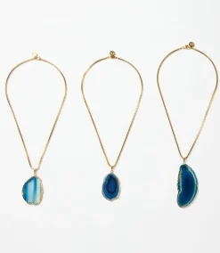 Blue Agate Pendant Necklace