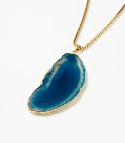 Blue Agate Pendant Necklace