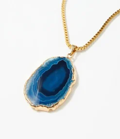 Blue Agate Pendant Necklace