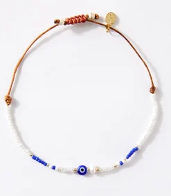 Blue and White Beaded Bracelet