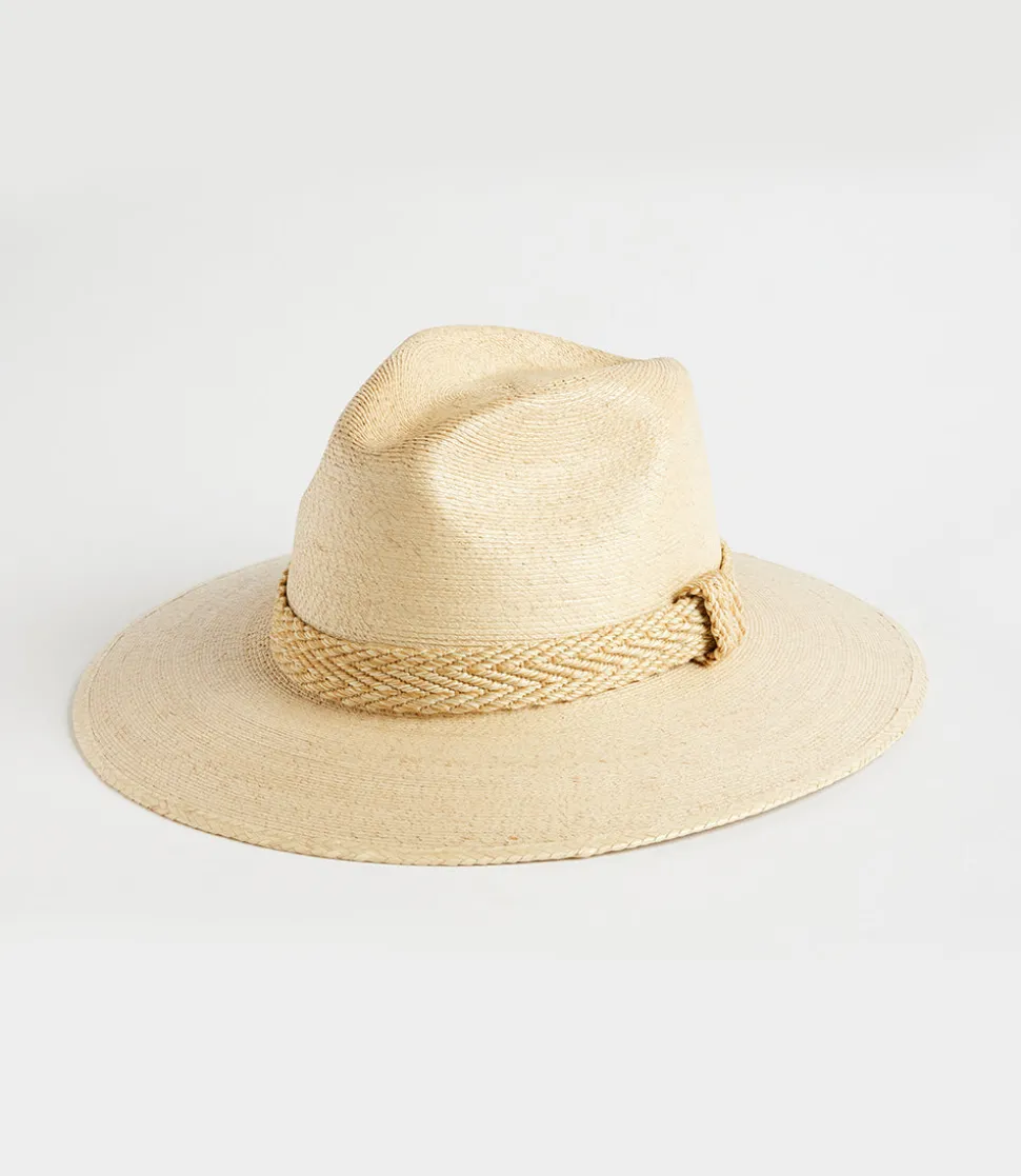 Braided Trim Palm Leaf Fedora Hat
