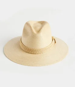 Braided Trim Palm Leaf Fedora Hat
