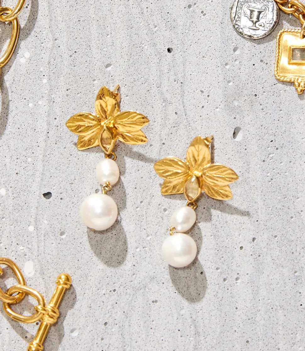 Chan Luu Floral Charm And Pearl Earrings