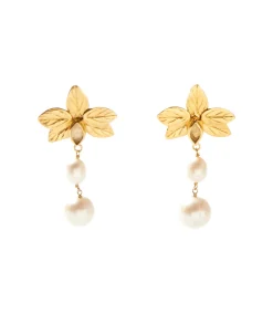 Chan Luu Floral Charm And Pearl Earrings