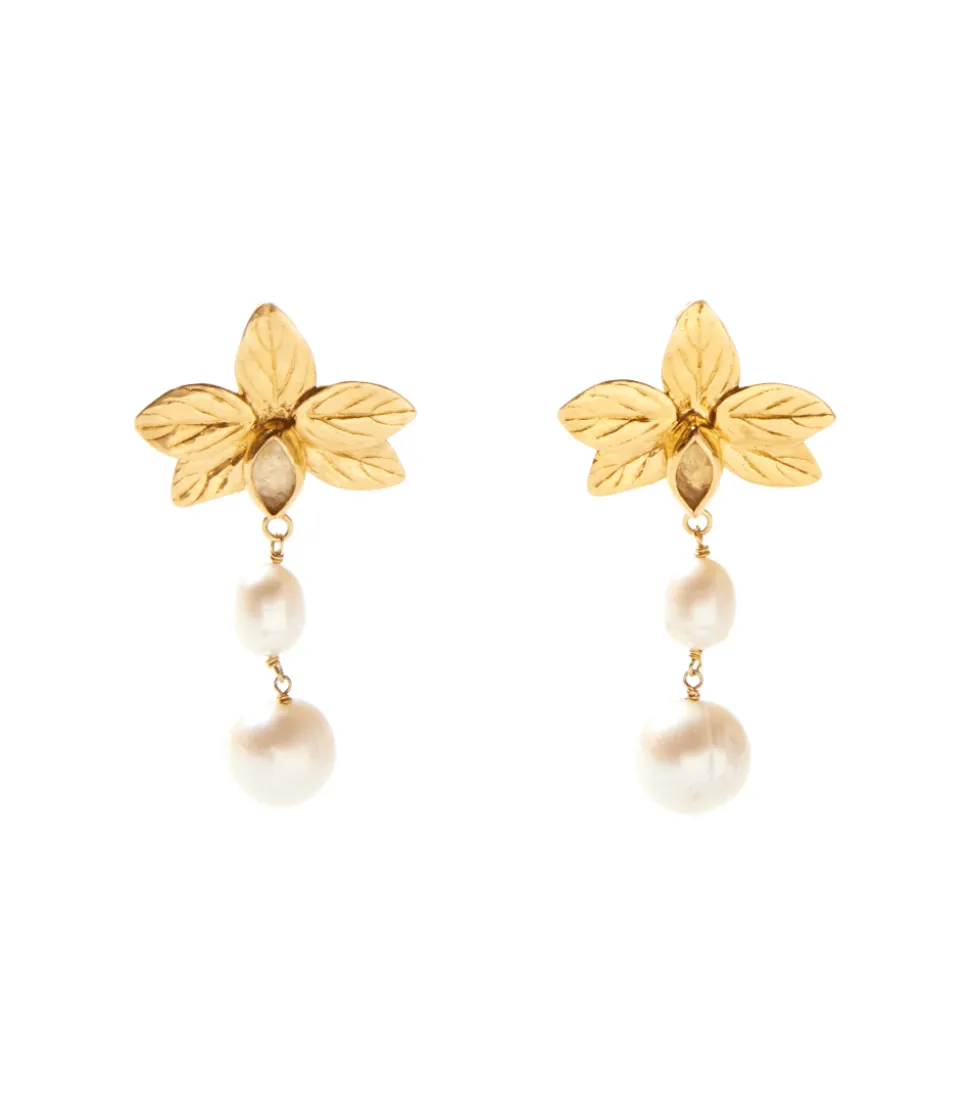Chan Luu Floral Charm And Pearl Earrings