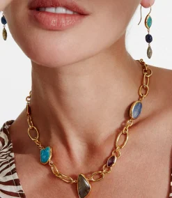 Chan Luu Mixed Gemstone Chainlink Necklace