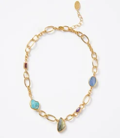 Chan Luu Mixed Gemstone Chainlink Necklace
