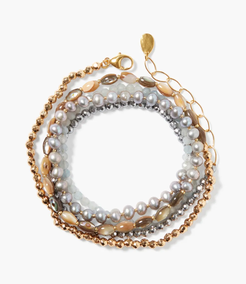Chan Luu Stacked Pearl And Gold Bracelet