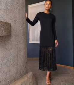 Contrast Lace Column Dress