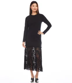 Contrast Lace Column Dress