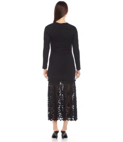 Contrast Lace Column Dress