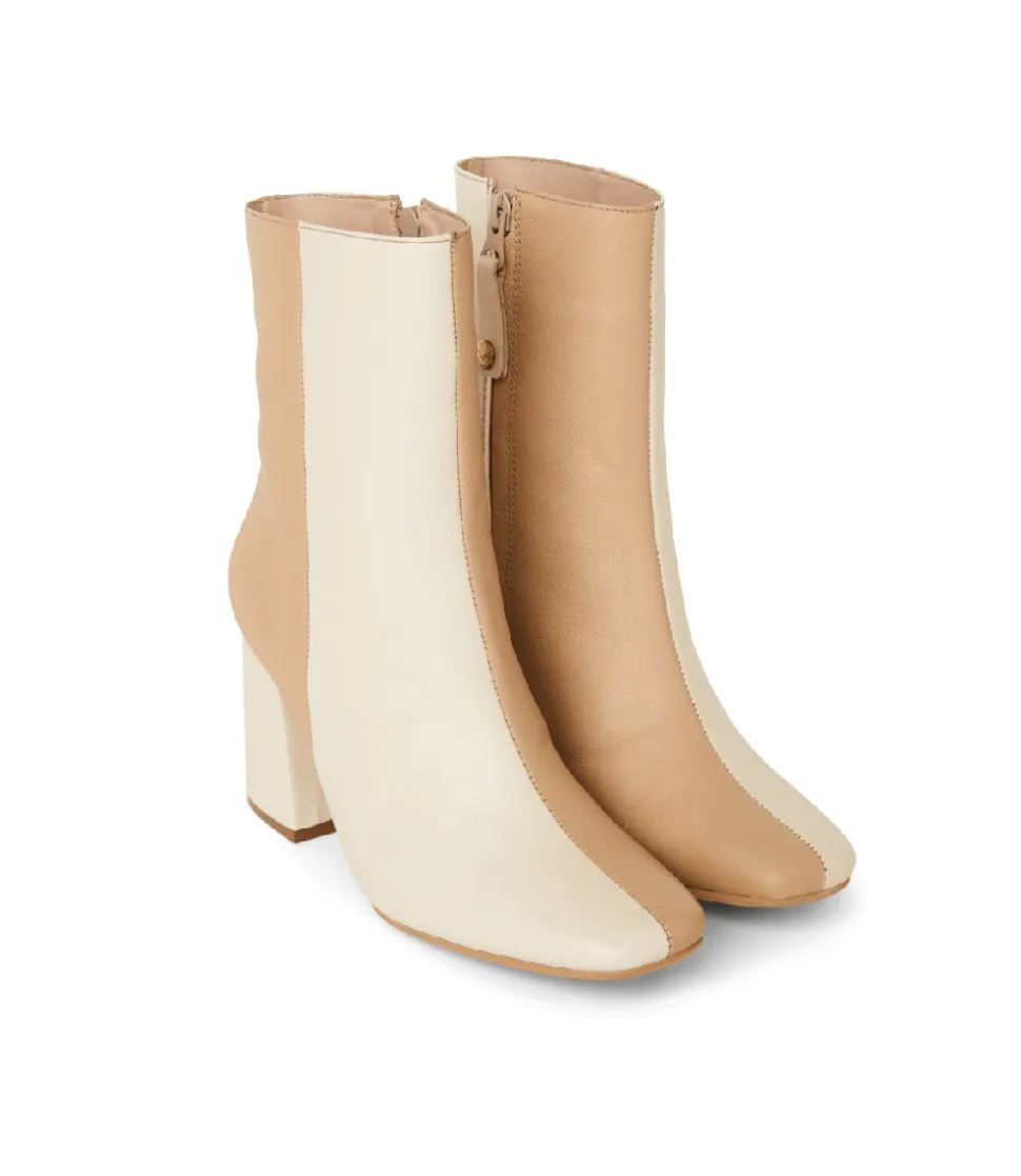 Contrast Leather Ankle Boots