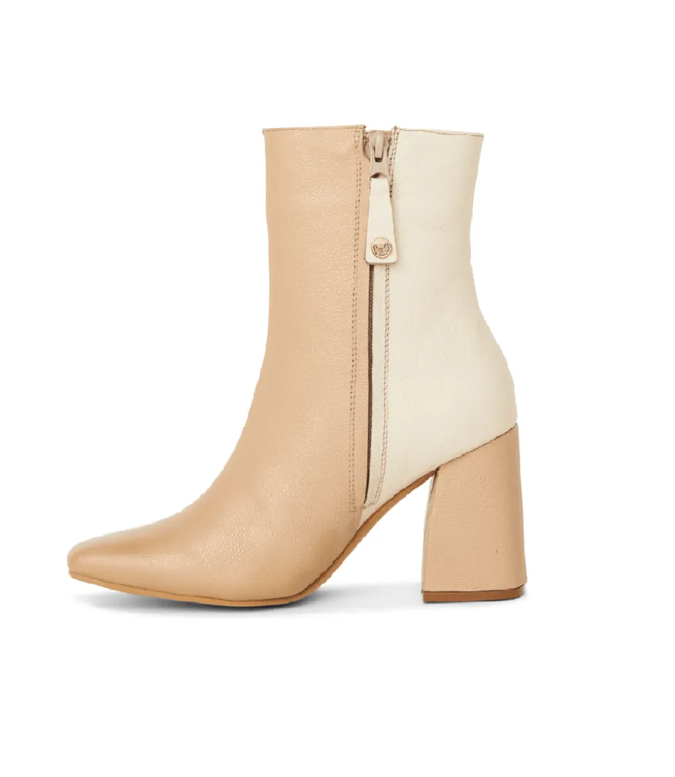 Contrast Leather Ankle Boots