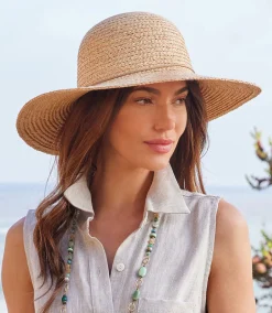 Contrast Tie Raffia Hat