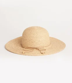 Contrast Tie Raffia Hat