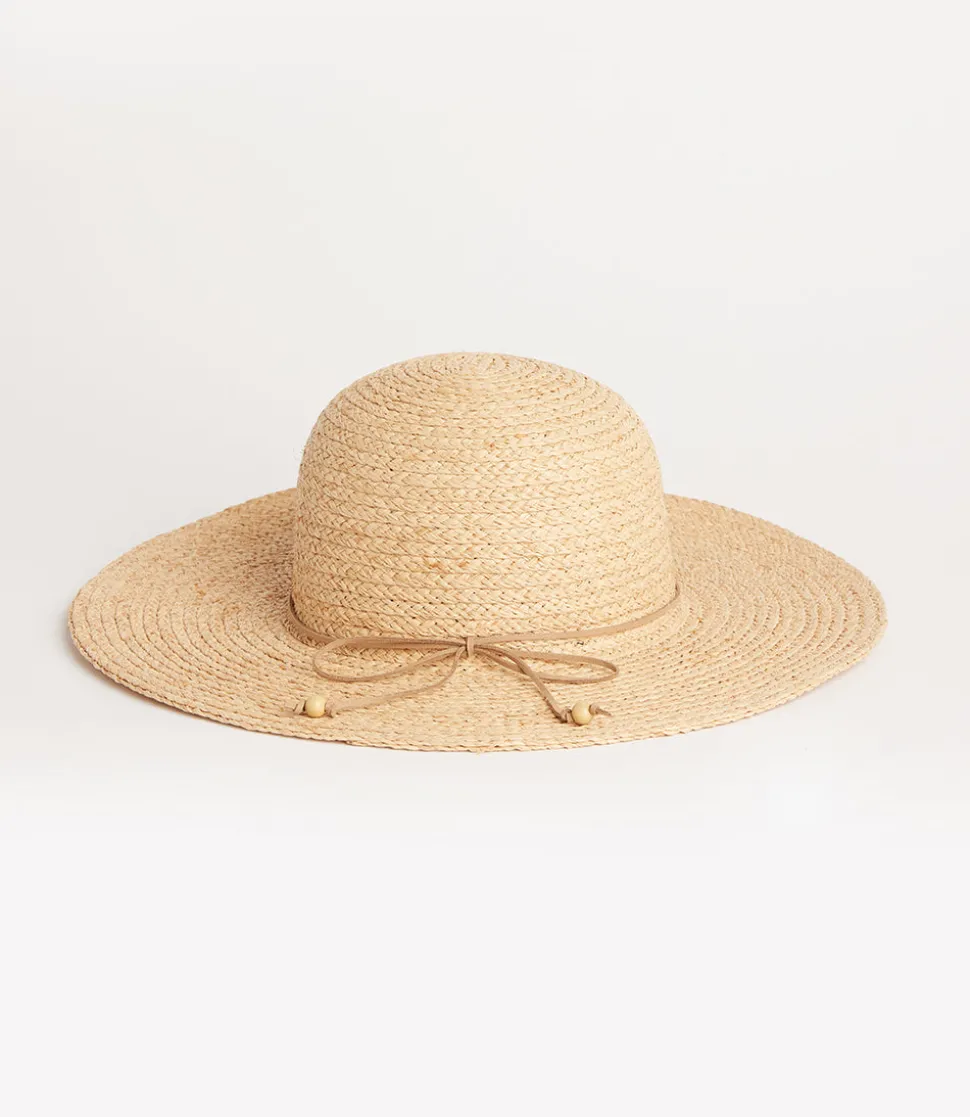 Contrast Tie Raffia Hat