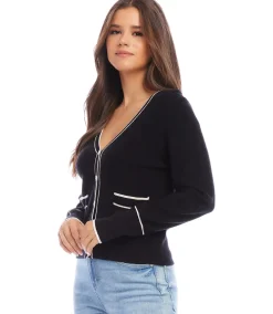 Contrast Trim Cardigan