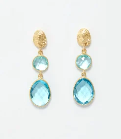 Double Drop Blue Topaz Earrings