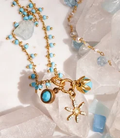 Double Strand Beaded Charm Necklace