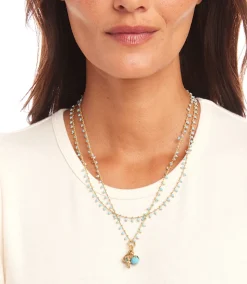 Double Strand Beaded Charm Necklace