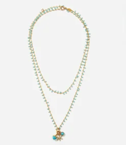 Double Strand Beaded Charm Necklace
