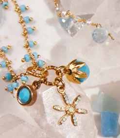 Double Strand Beaded Charm Necklace