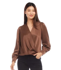 Drape Front Satin Top