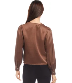 Drape Front Satin Top