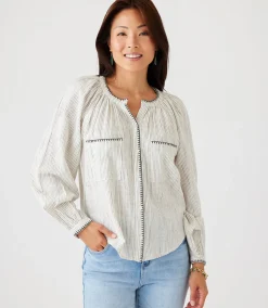 Edge Stitch Peasant Top