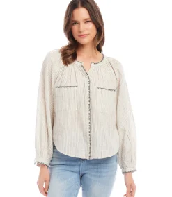 Edge Stitch Peasant Top