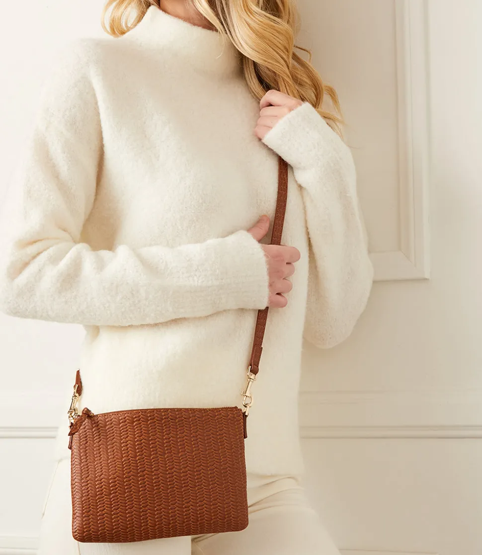 Embossed Leather Crossbody Bag