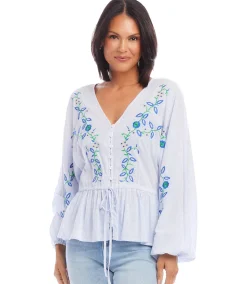 Embroidered Drawstring Top