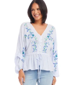 Embroidered Drawstring Top